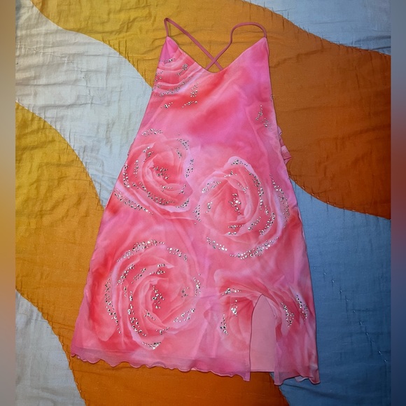 Oh Polly Pink Mini Dress with Rhinestone embellishments - Picture 4 of 4